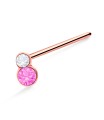 Dual Round Stone Straight Nose Stud NSKA-833